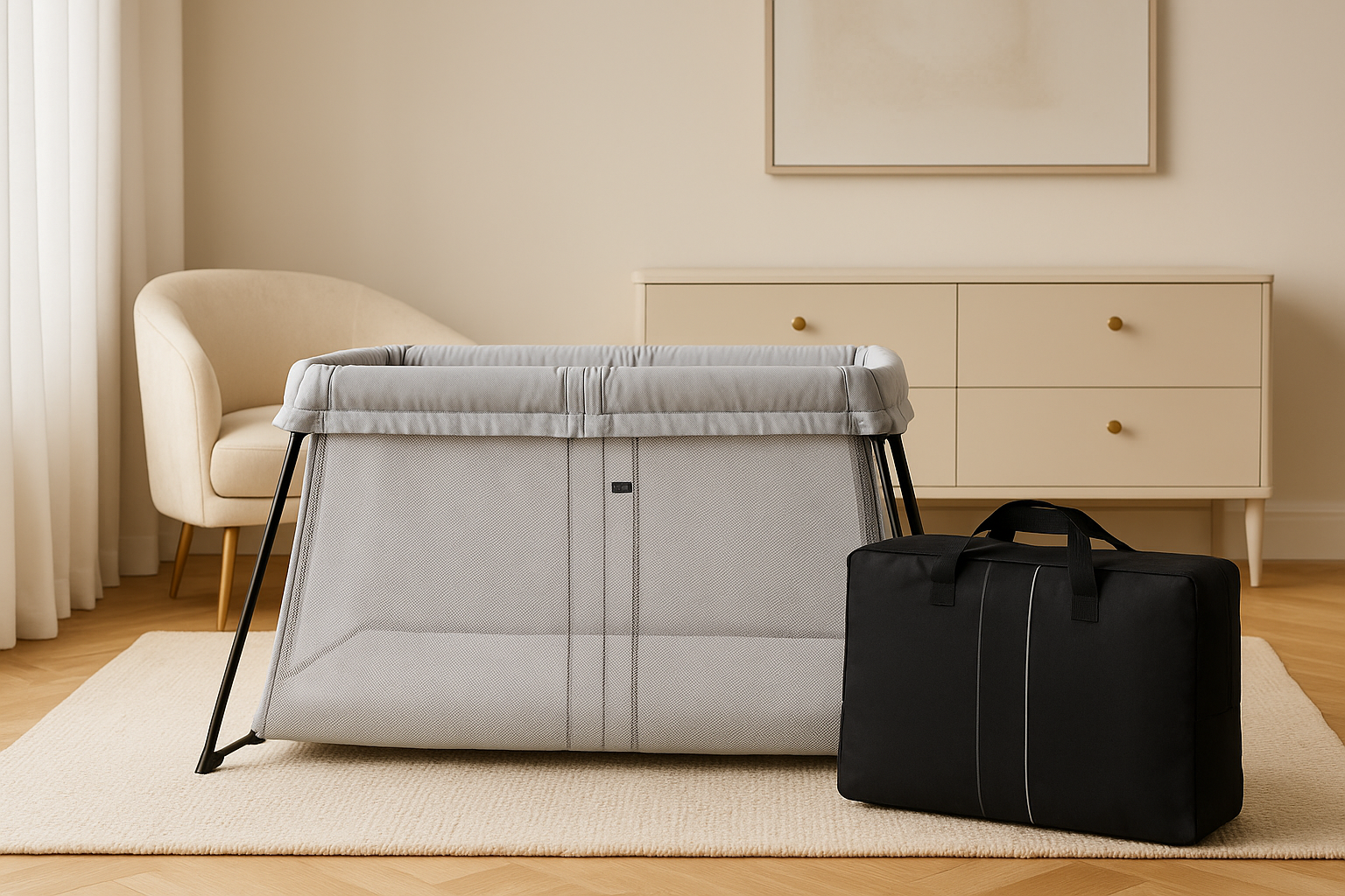 BabyBjörn Travel Cot in posh interior